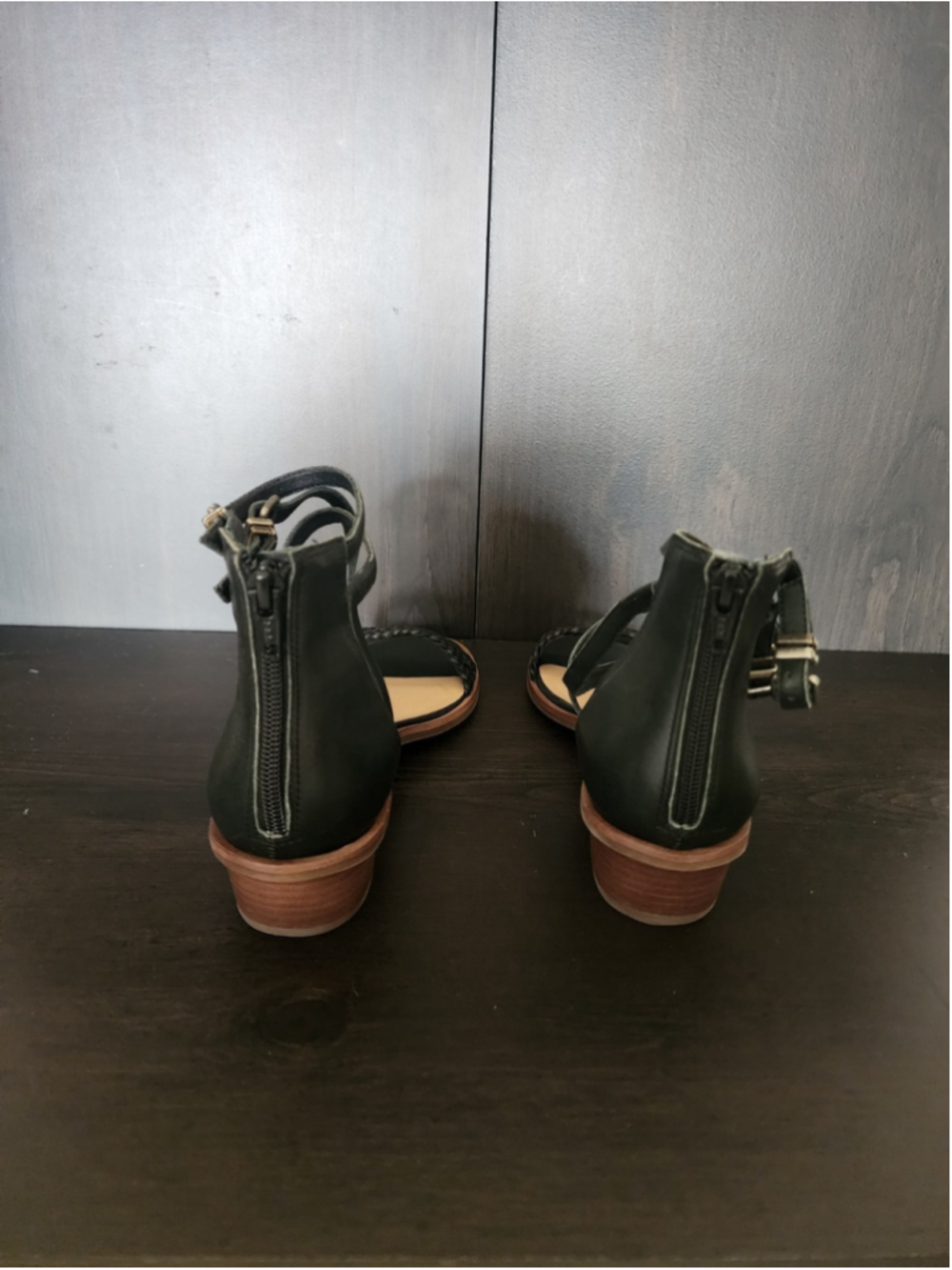 Lucky Brand Skippir LEATHER Gladiator Woven Chunky Block Heel Sandals 10 M BLACK - Picture 9 of 14